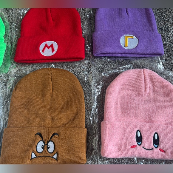 Nintendo super Mario bros GOOMBA Mario Luigi boo Kirby waluigi Beanie Set - Picture 5 of 5